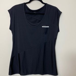 ATHLETA Black Stripe Cap Sleeve Athletic Top Size M